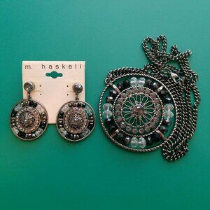 M Haskell Medallion Necklace & Earrings (403)